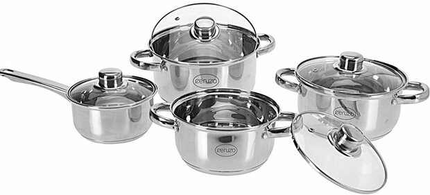 Ceruzo Pannenset 8-delig - alle Warmtebronnen - Inductie 