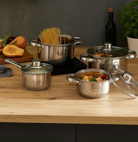 Ceruzo Pannenset 8-delig - alle Warmtebronnen - Inductie 