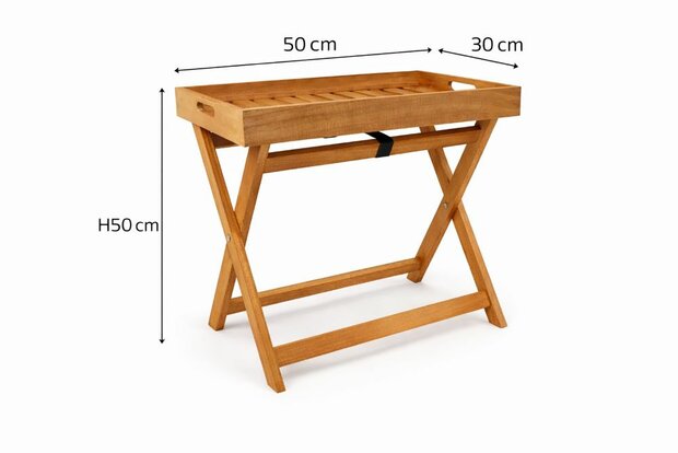 Ceruzo Bijzettafel Malibu - Inklapbaar met afneembaar Dienblad - 50 x 30 x 50 cm