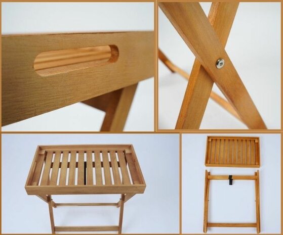 Ceruzo Bijzettafel Malibu - Inklapbaar met afneembaar Dienblad - 50 x 30 x 50 cm