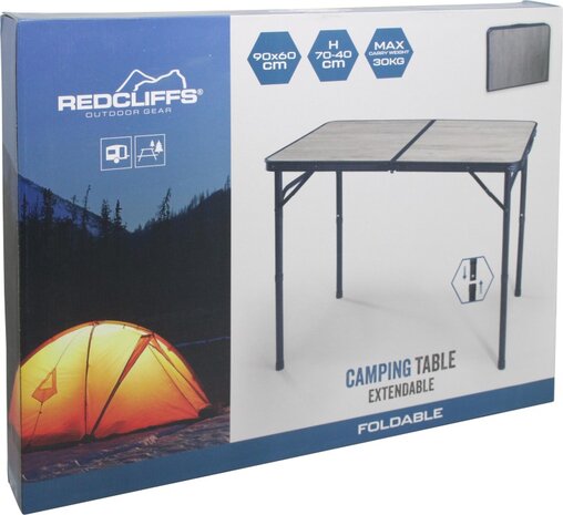 Campingtafel - 90x60 cm - Hoogte verstelbaar